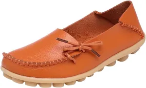 Women's Leather Slipper Loafers Flat Shoes Slip-Ons