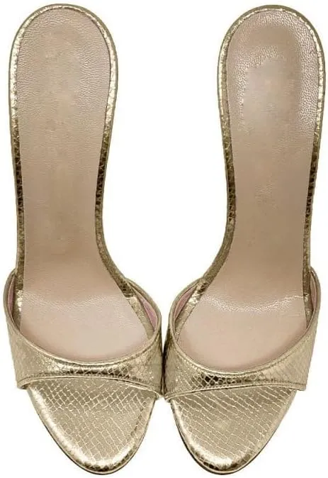 Women's Leather Stilettos High Heels Slides Slip on Crocodile Embossed Slingback Peep Open Toe Pumps Mules Sandals Formal