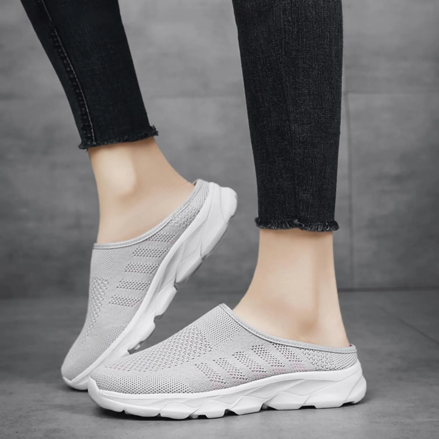 Women's Mesh Anti-Slip Orthopedic Mules Culgs Breathable Comfortable Summer Round Closed Toe Slip-on Stretch Soft Sole Hollow Out Casual Slippers for Walking Party Outdoor