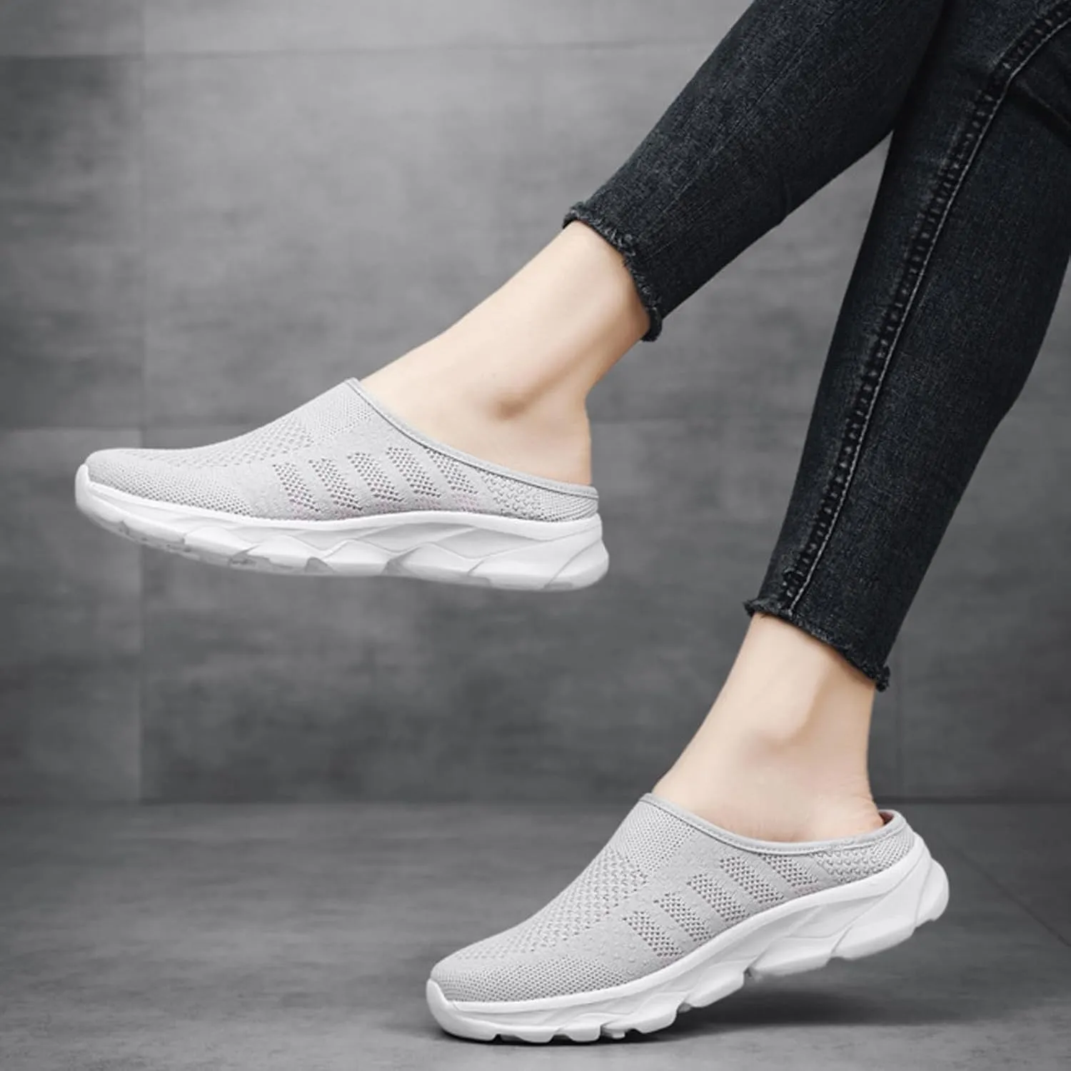 Women's Mesh Anti-Slip Orthopedic Mules Culgs Breathable Comfortable Summer Round Closed Toe Slip-on Stretch Soft Sole Hollow Out Casual Slippers for Walking Party Outdoor