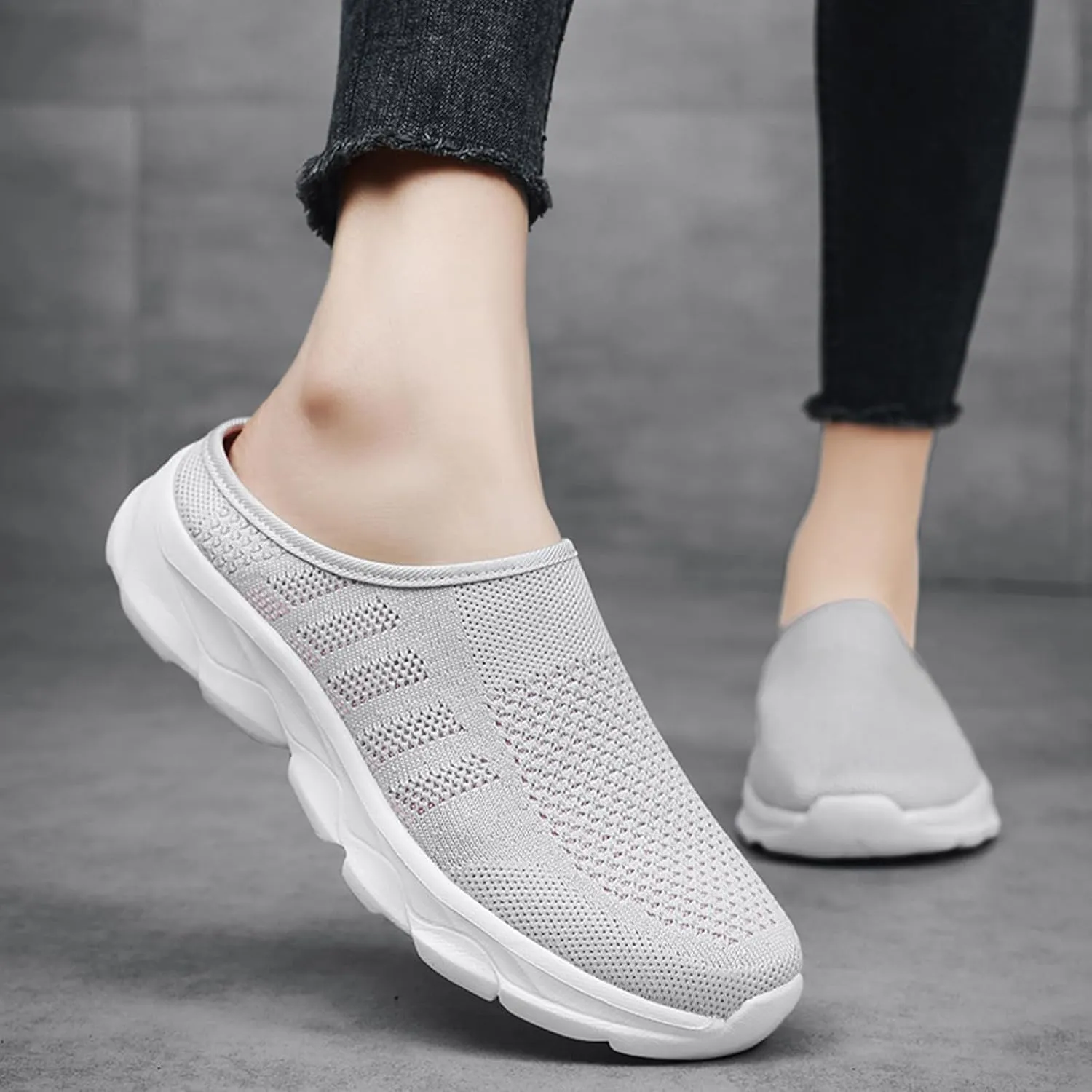 Women's Mesh Anti-Slip Orthopedic Mules Culgs Breathable Comfortable Summer Round Closed Toe Slip-on Stretch Soft Sole Hollow Out Casual Slippers for Walking Party Outdoor
