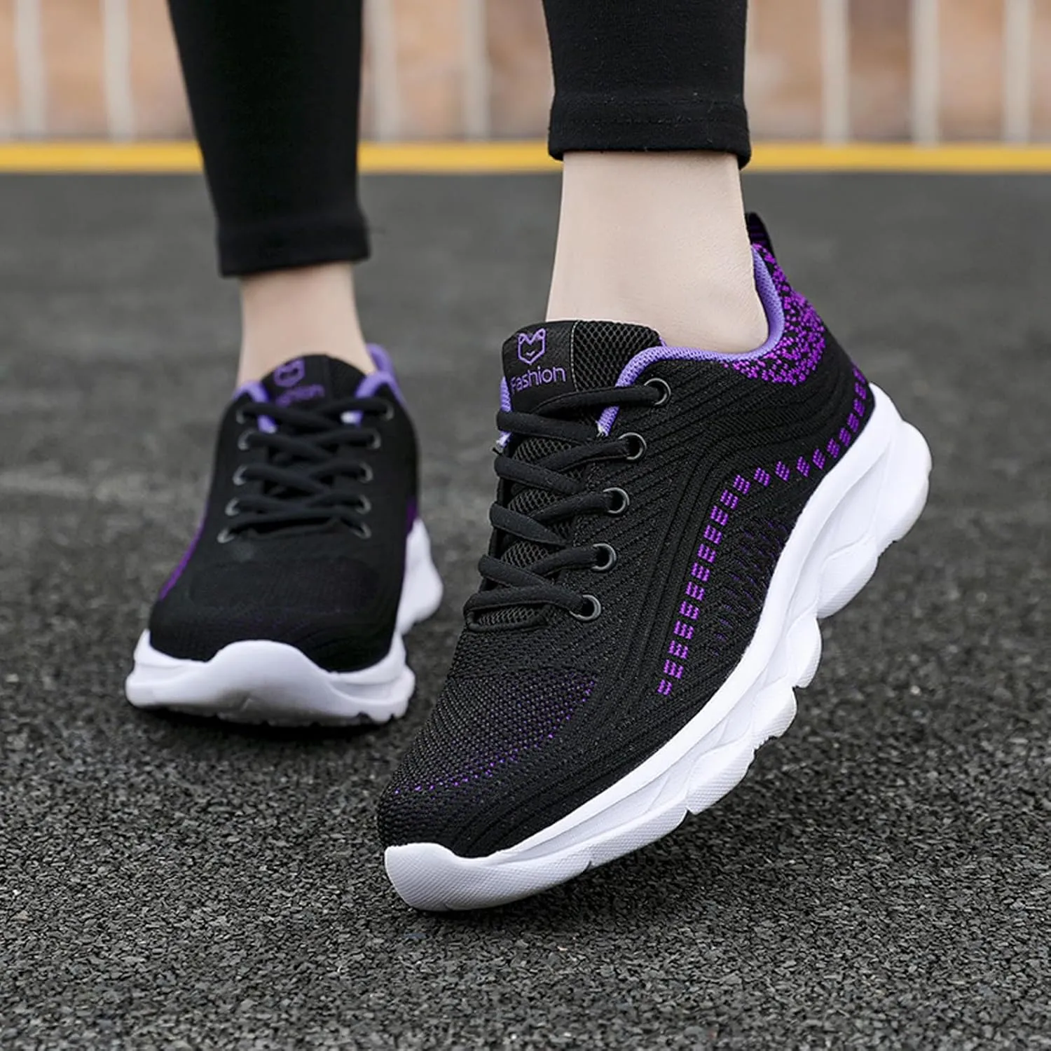 Women's Mesh Lace up Lightweight Running Sneakers Comfortable Breathable Non-Slip Soft Sole Casual Walking Sports Shoes Work Gym Trekking Tennis Sneakers