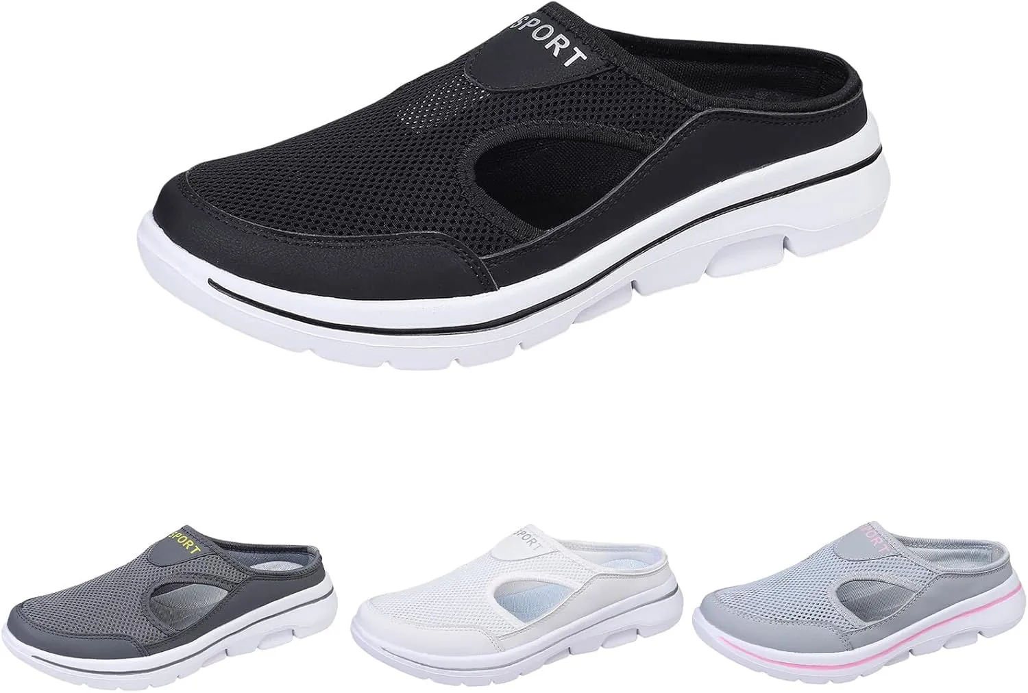 Women's Mules & Clogs with Arch Support Slip On Shoes for Women Men Orthopedic Lightweight Open Back Slippers Mesh Breathable Comfort Walking Shoes Closed Toe Slides