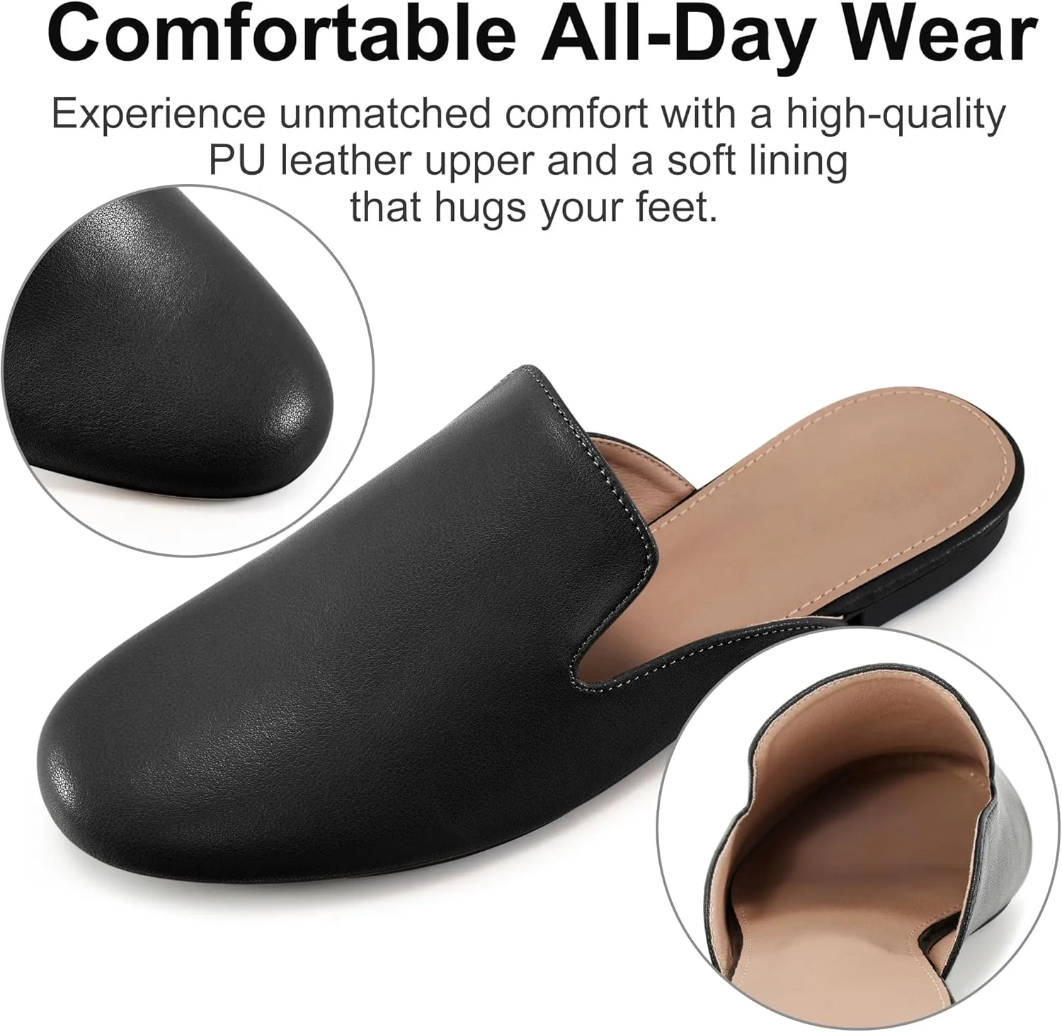 Womens Mules Work Shoes: Comfortable Dress Slip On Flats for Indoor Outdoor Walking