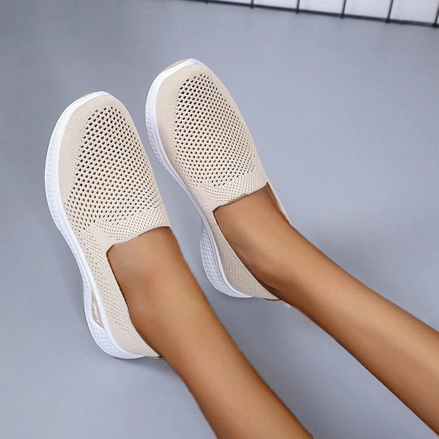 Womens Non Slip Slip On Shoes Casual Walking Sneakers Lightweight Canvas Comfortable Flat Fashion Loafers