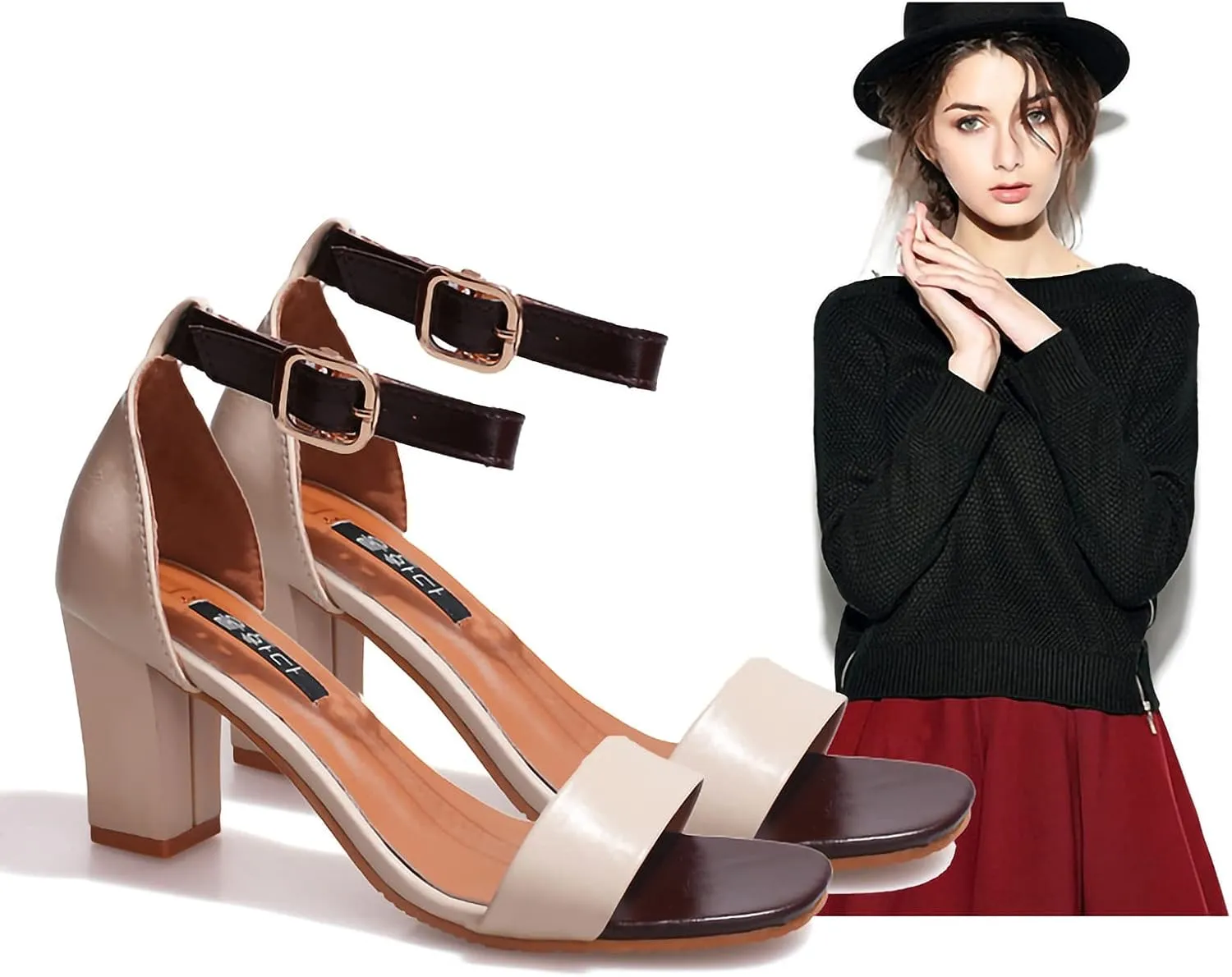 Women's Open Toe Ankle Strap Block Chunky Low Heeled Sandal Comfortable Office Pump Shoes