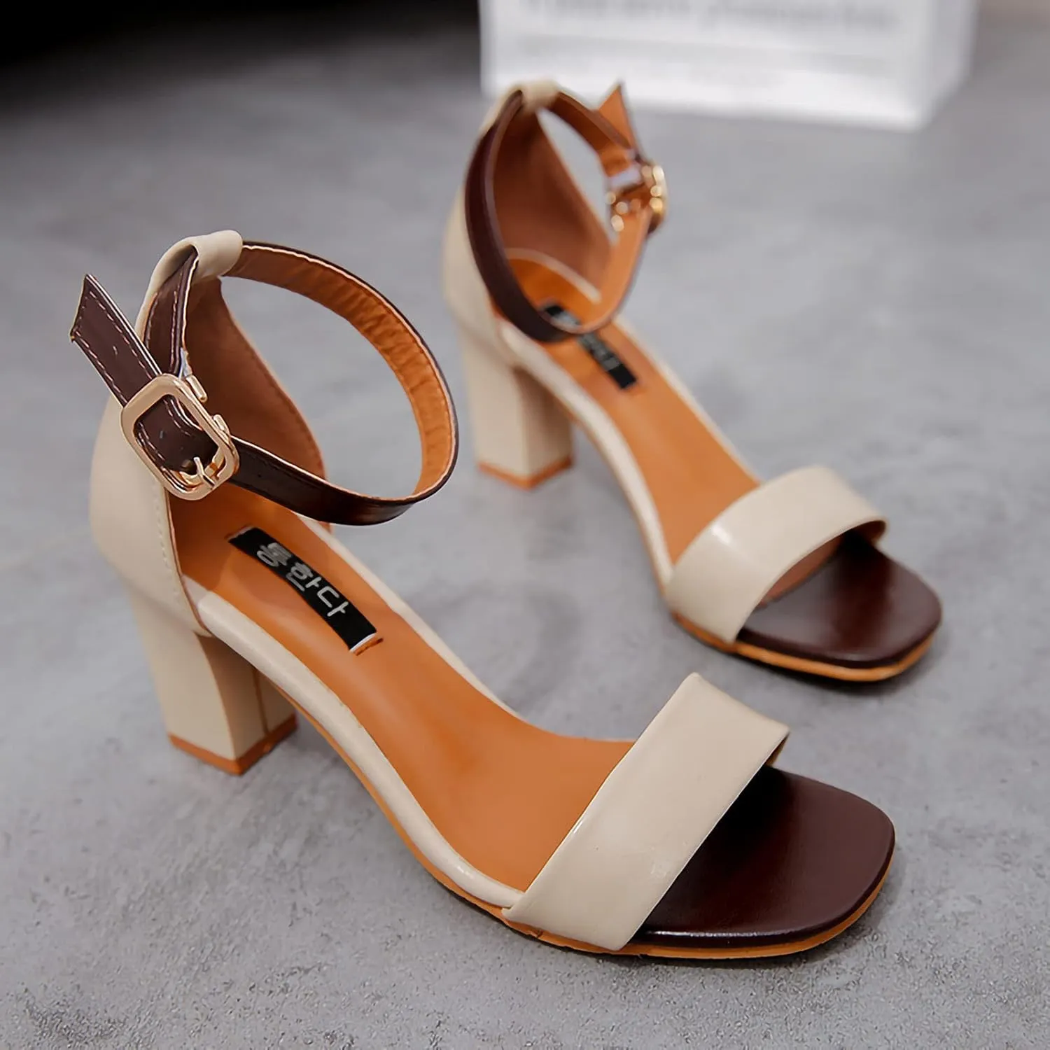 Women's Open Toe Ankle Strap Block Chunky Low Heeled Sandal Comfortable Office Pump Shoes