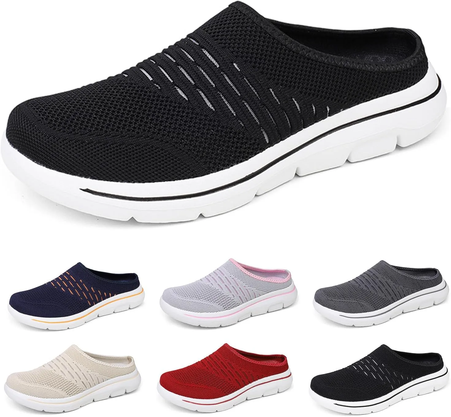 Women's Orthopedic Clogs Lightweight Mesh Garden Shoes Casual Breathable Walking Shoes Comfortable Summer Slip-On Slippers Outdoor Air Cushion Mule Clogs with Arch Support