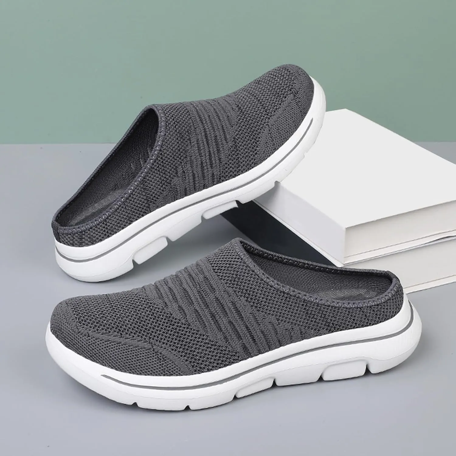 Women's Orthopedic Clogs Lightweight Mesh Garden Shoes Casual Breathable Walking Shoes Comfortable Summer Slip-On Slippers Outdoor Air Cushion Mule Clogs with Arch Support