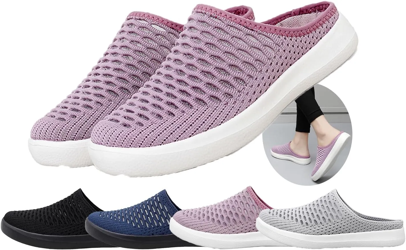 Women's Orthopedic Mesh Mules – Lightweight Slip-On Clogs with Arch Support, Breathable Backless Walking Shoes for Work, Travel & Everyday Comfort