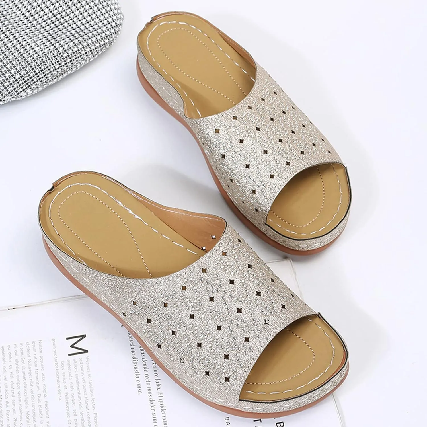 Womens Orthopedic Sandals Comfortable Flip Flops Beach Dressy Wedge Sandal Comfortable Arch Support Orthopedic Shoes 2025 Summer Comfortable Orthotic Wide Shoe for Woman
