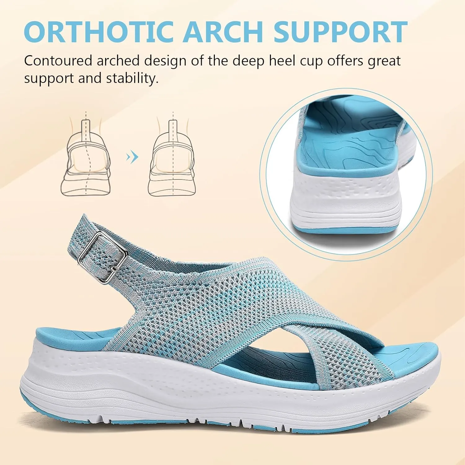 Womens Orthopedic Sandals Ladies Recovery Sport Outdoor Adjustable Strap Sandals with Comfortable Plantar Fasciitis Arch Support