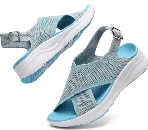 Womens Orthopedic Sandals Ladies Recovery Sport Outdoor Adjustable Strap Sandals with Comfortable Plantar Fasciitis Arch Support
