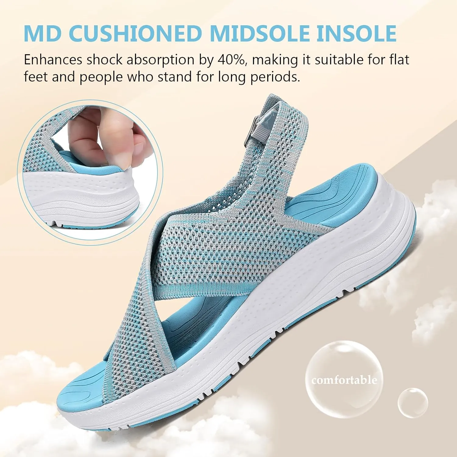 Womens Orthopedic Sandals Ladies Recovery Sport Outdoor Adjustable Strap Sandals with Comfortable Plantar Fasciitis Arch Support