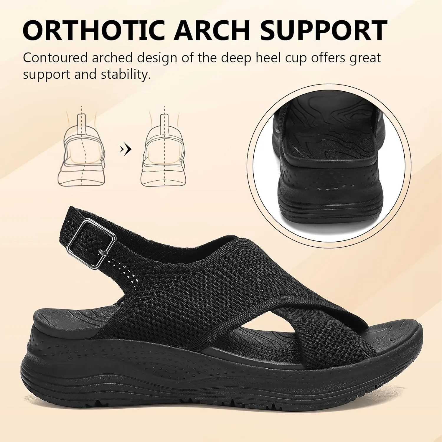Womens Orthopedic Sandals Ladies Recovery Sport Outdoor Adjustable Strap Sandals with Comfortable Plantar Fasciitis Arch Support