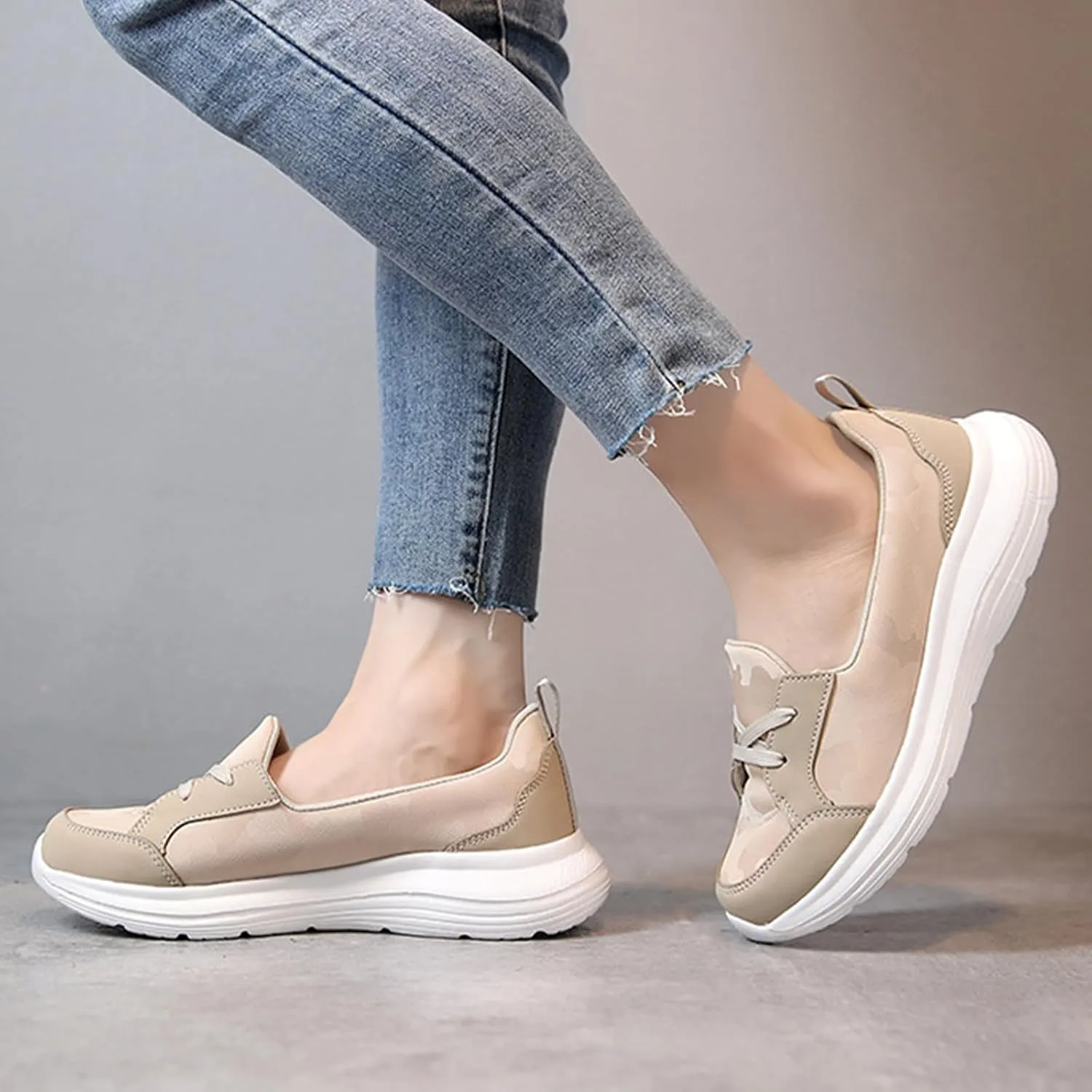 Women's Pattern Print Slip On Walking Shoes Comfortable Casual Arch Support Non-Slip Breathable Soft Sole Low Top Loafers Flats