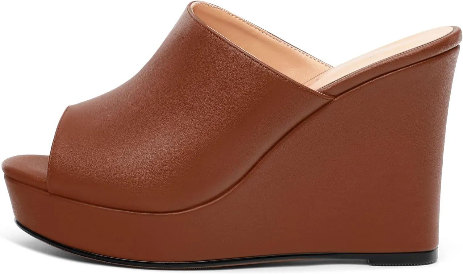 Women's Platform Heels Wedge Sandals Open Toe Slip on High Heels Comfortable Matte Mules Heeled Sandals Dressy Pumps Shoes