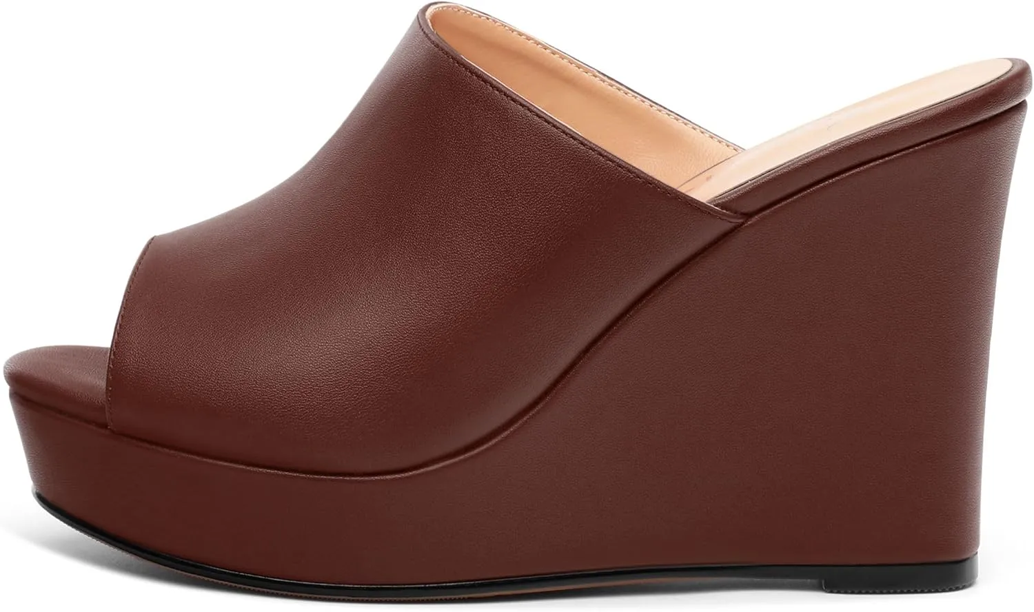 Women's Platform Heels Wedge Sandals Open Toe Slip on High Heels Comfortable Matte Mules Heeled Sandals Dressy Pumps Shoes