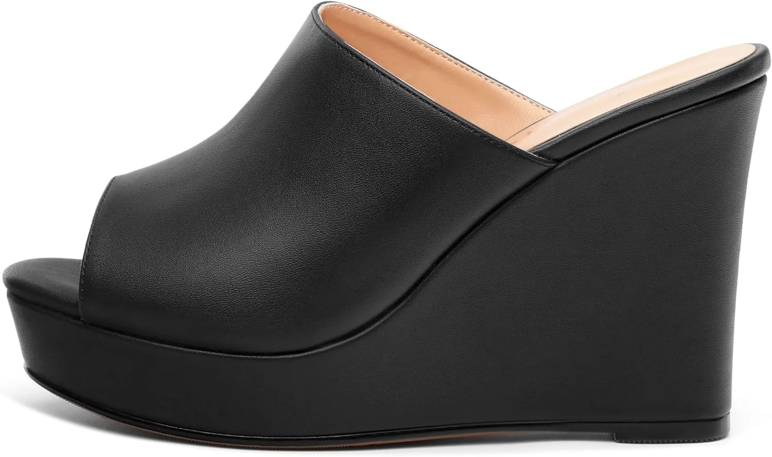 Women's Platform Heels Wedge Sandals Open Toe Slip on High Heels Comfortable Matte Mules Heeled Sandals Dressy Pumps Shoes