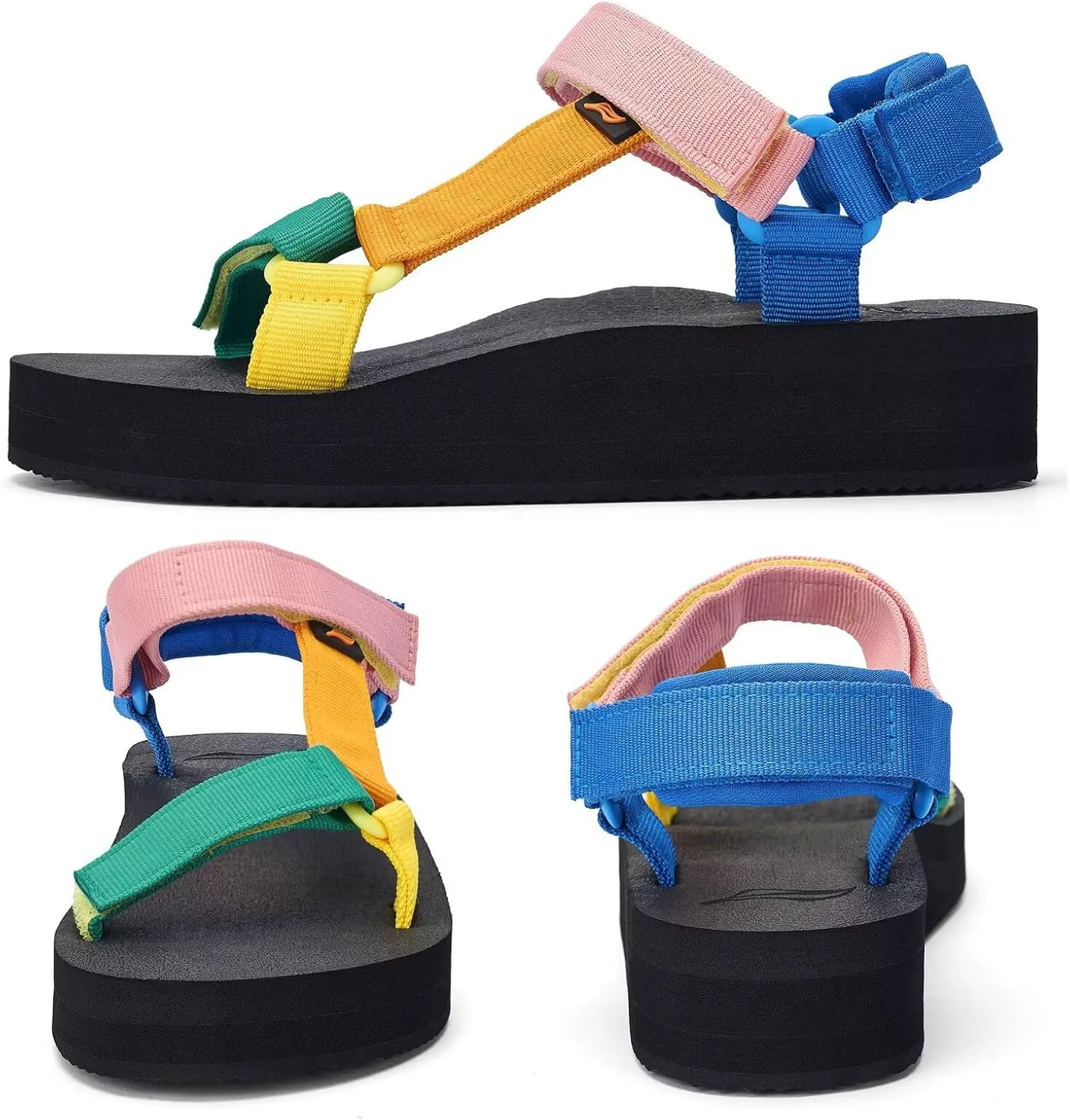 Women's Platform Sandals Casual Adjustable Shoes with Arch Support Yoga Mat Insole Light Weight Flatform Sandals
