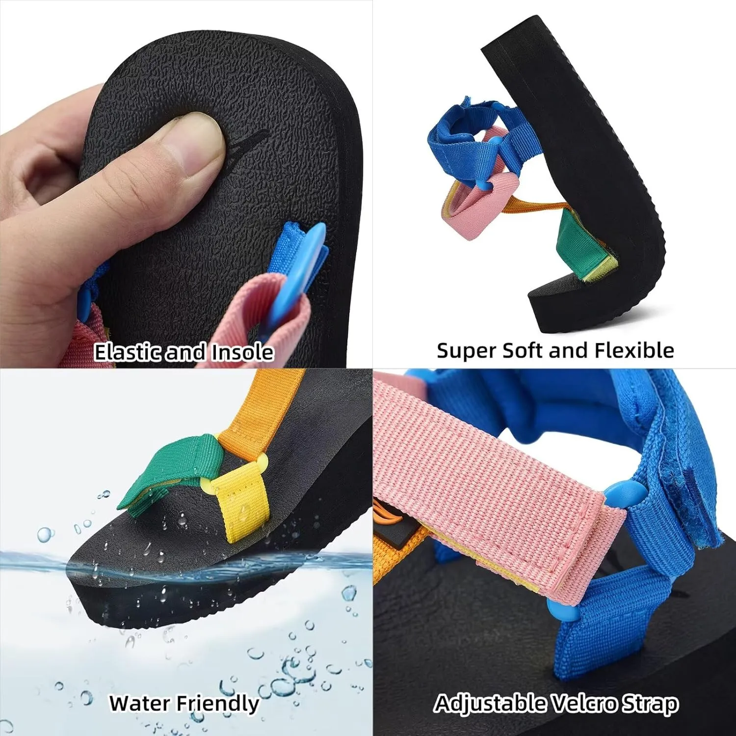 Women's Platform Sandals Casual Adjustable Shoes with Arch Support Yoga Mat Insole Light Weight Flatform Sandals