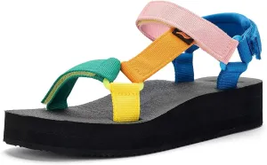 Women's Platform Sandals Casual Adjustable Shoes with Arch Support Yoga Mat Insole Light Weight Flatform Sandals