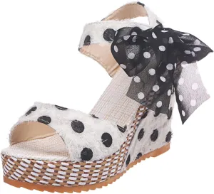 Women's Platform Sandals Wedge Open Toe Ankle Strap Lace Wedding Bridesmaid Shoes Comfortable Low Heel Casual Summer Wide