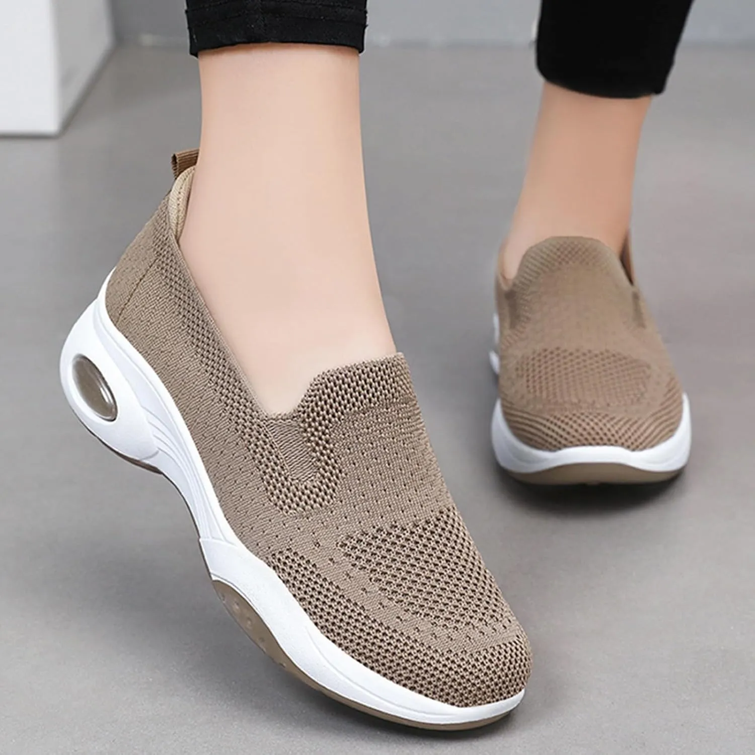 Women's Platform Shoes Flying Weaving Slip On Sneakers Lightweight Comfortable Loafers for Women Casual Breathable Outdoor Walking Shoes