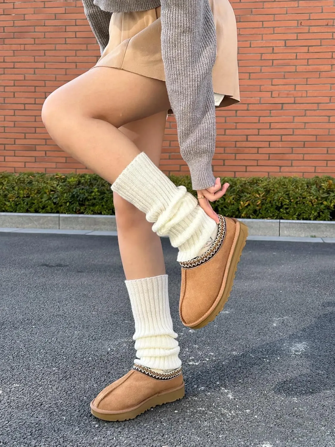 Women's Platform Slippers Women Mini Boots Short Ankle Boot Fur Fleece Lined Slipper for Women Platform Slippers