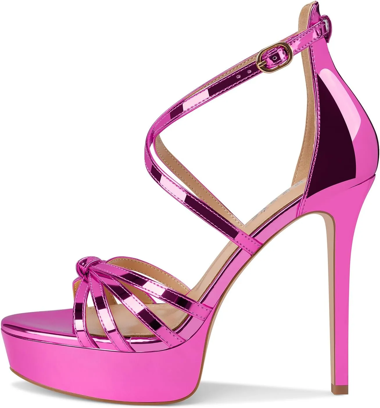 Women's Platform Stiletto Heels Cross Strap Open Peep Toe High Heel Sandals Ankle Strap Crisscross Dress Stilettos Summer Shoes for Ladies Sexy Fashion