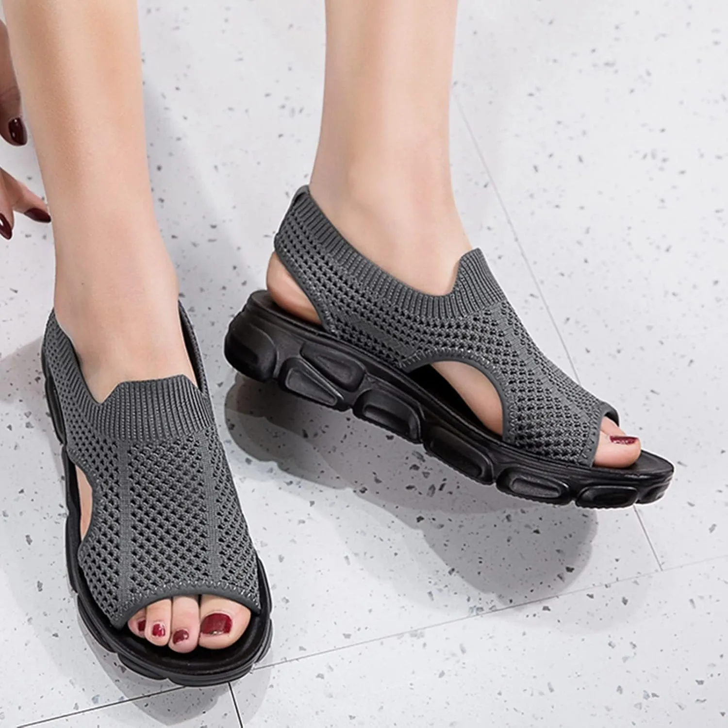 Womens Platform Wedge Sandals Dressy Summer Shoes Comfortable Ankle Strap Open Toe Boho Espadrille Slides for Casual Beach Walking Outdoor Activities Orthopedic Shoes for Women