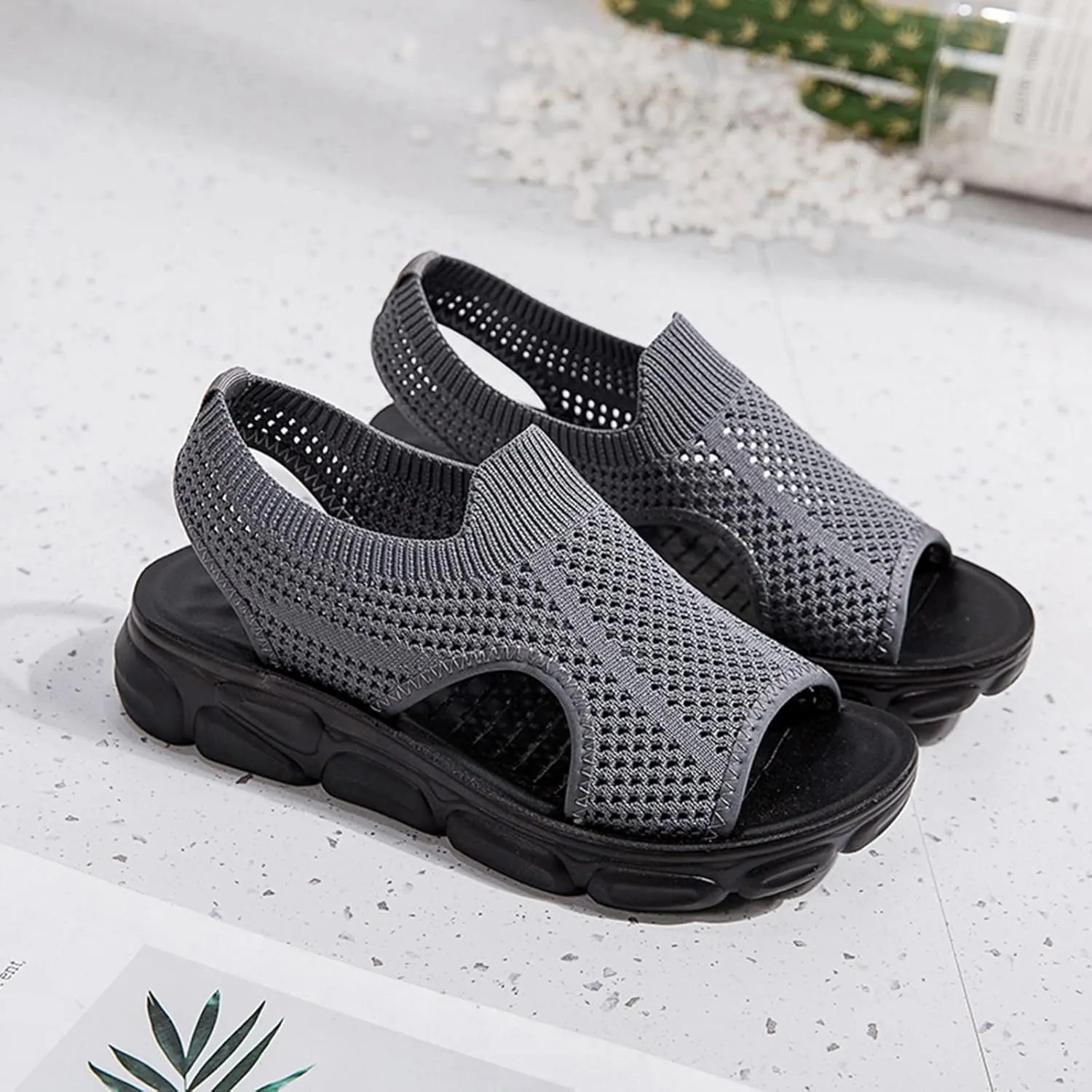Womens Platform Wedge Sandals Dressy Summer Shoes Comfortable Ankle Strap Open Toe Boho Espadrille Slides for Casual Beach Walking Outdoor Activities Orthopedic Shoes for Women