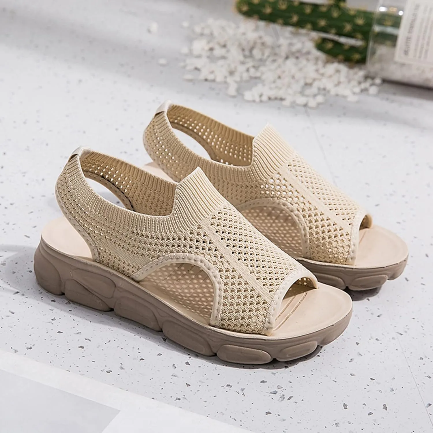 Womens Platform Wedge Sandals Dressy Summer Shoes Comfortable Ankle Strap Open Toe Boho Espadrille Slides for Casual Beach Walking Outdoor Activities Orthopedic Shoes for Women