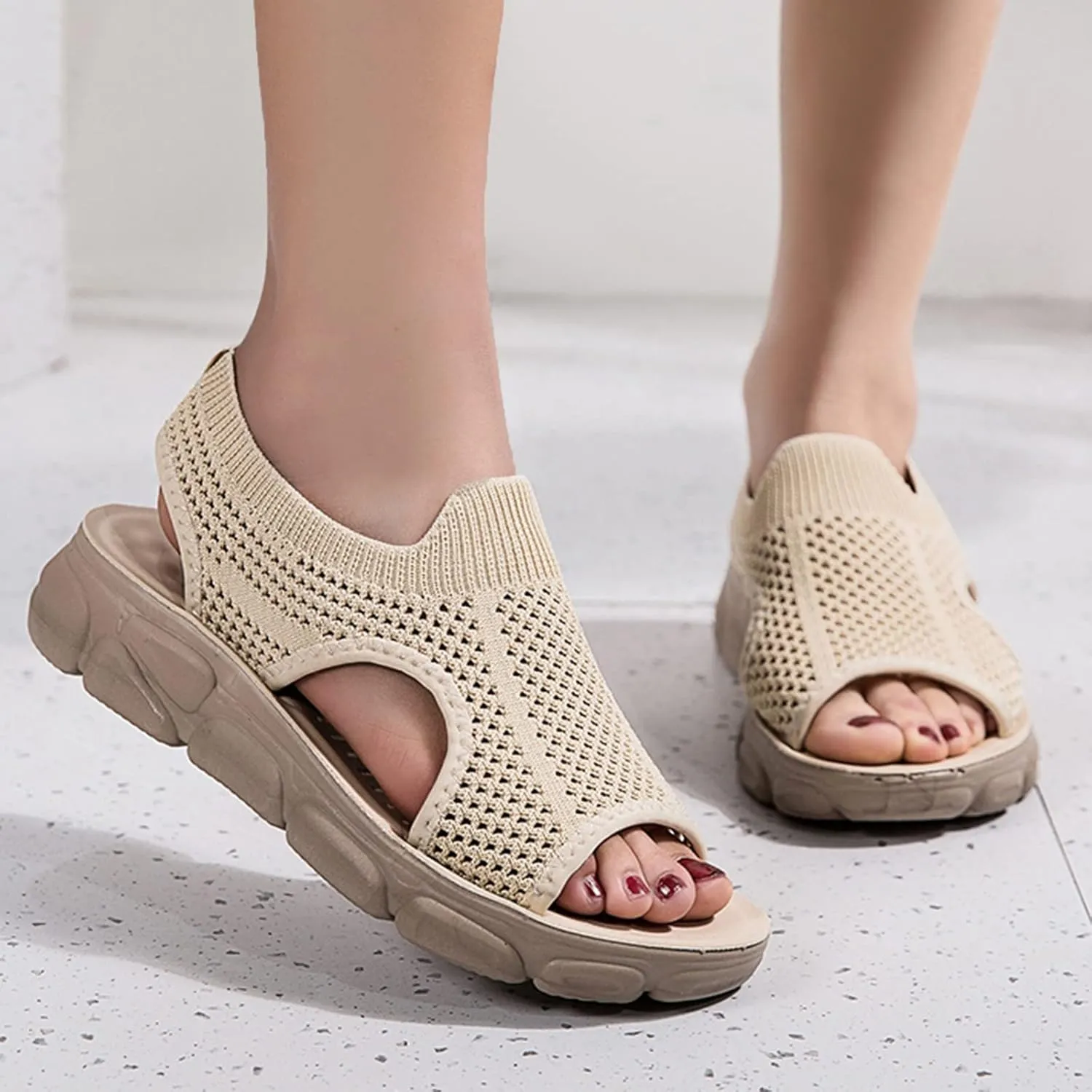 Womens Platform Wedge Sandals Dressy Summer Shoes Comfortable Ankle Strap Open Toe Boho Espadrille Slides for Casual Beach Walking Outdoor Activities Orthopedic Shoes for Women