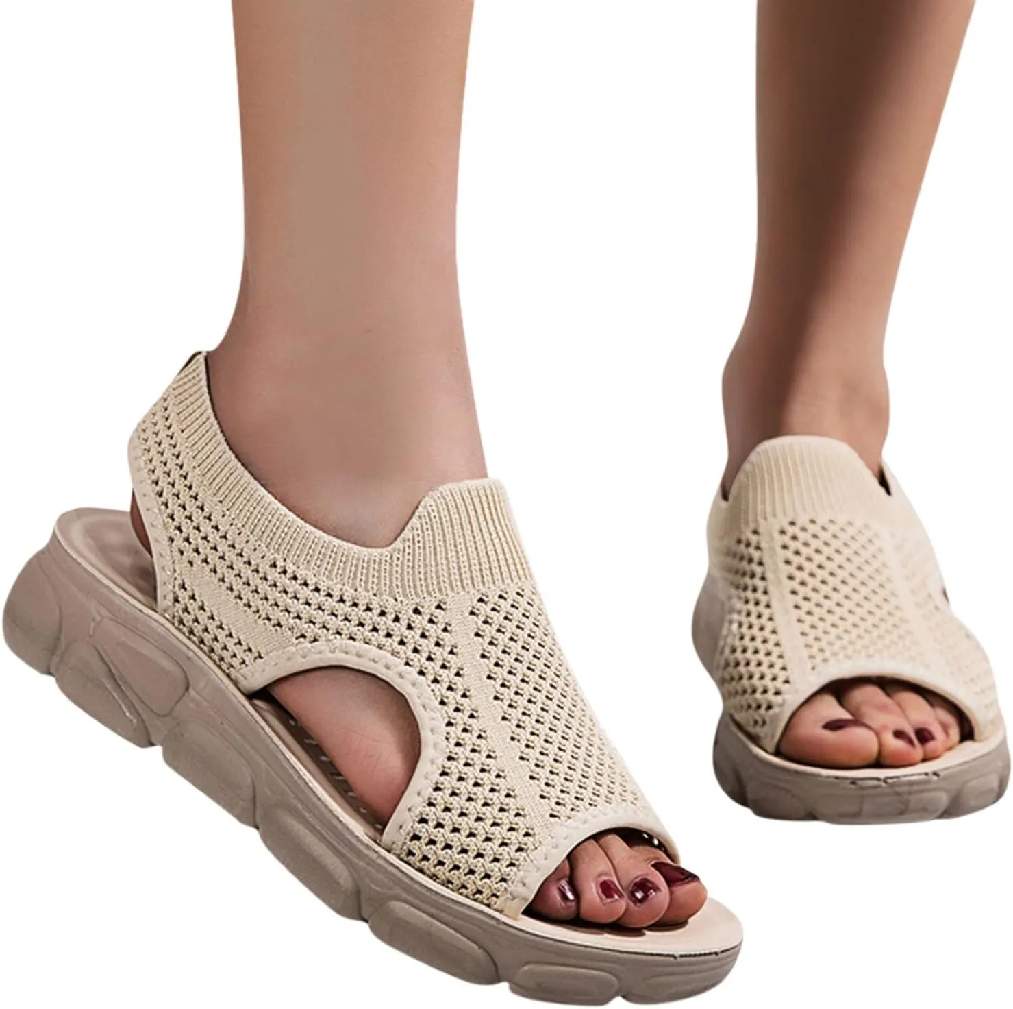 Womens Platform Wedge Sandals Dressy Summer Shoes Comfortable Ankle Strap Open Toe Boho Espadrille Slides for Casual Beach Walking Outdoor Activities Orthopedic Shoes for Women