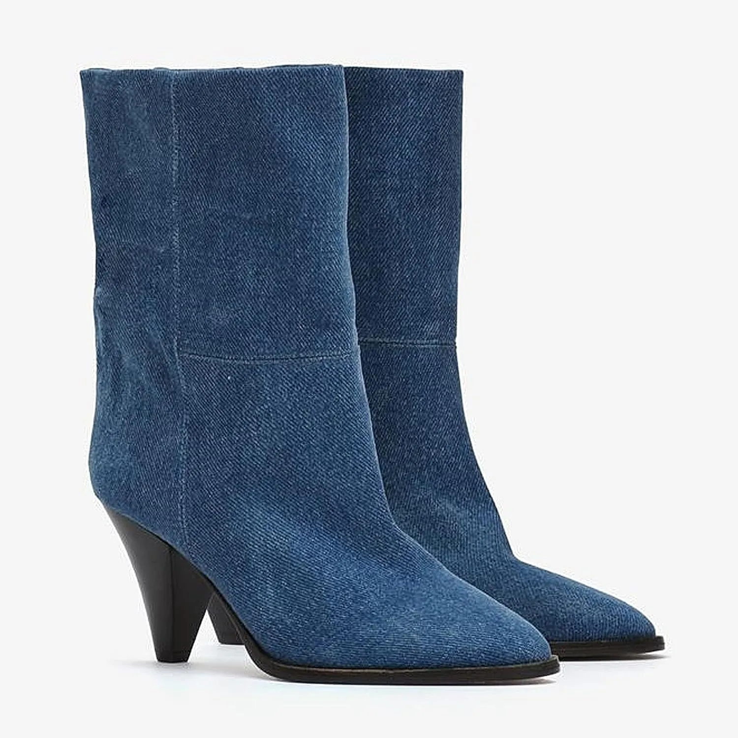 Women's Pointed Toe Ankle Boots High Heel Booties Fashion Chunky Heel Mid Calf Boots Dress Winter Comfy Warm Relaxed Slouchy Warm Casual Suede
