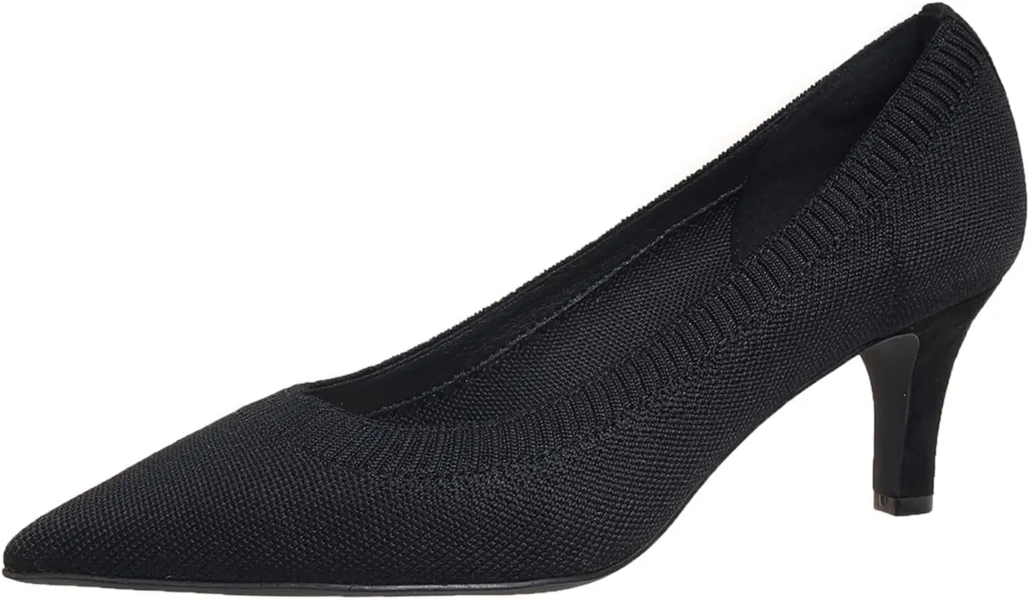 Women's Pumps Kitten Heel Pump Shoes Pointed Toe Knit Comfortable Casual Party Dressy Low Heel Dress Shoes