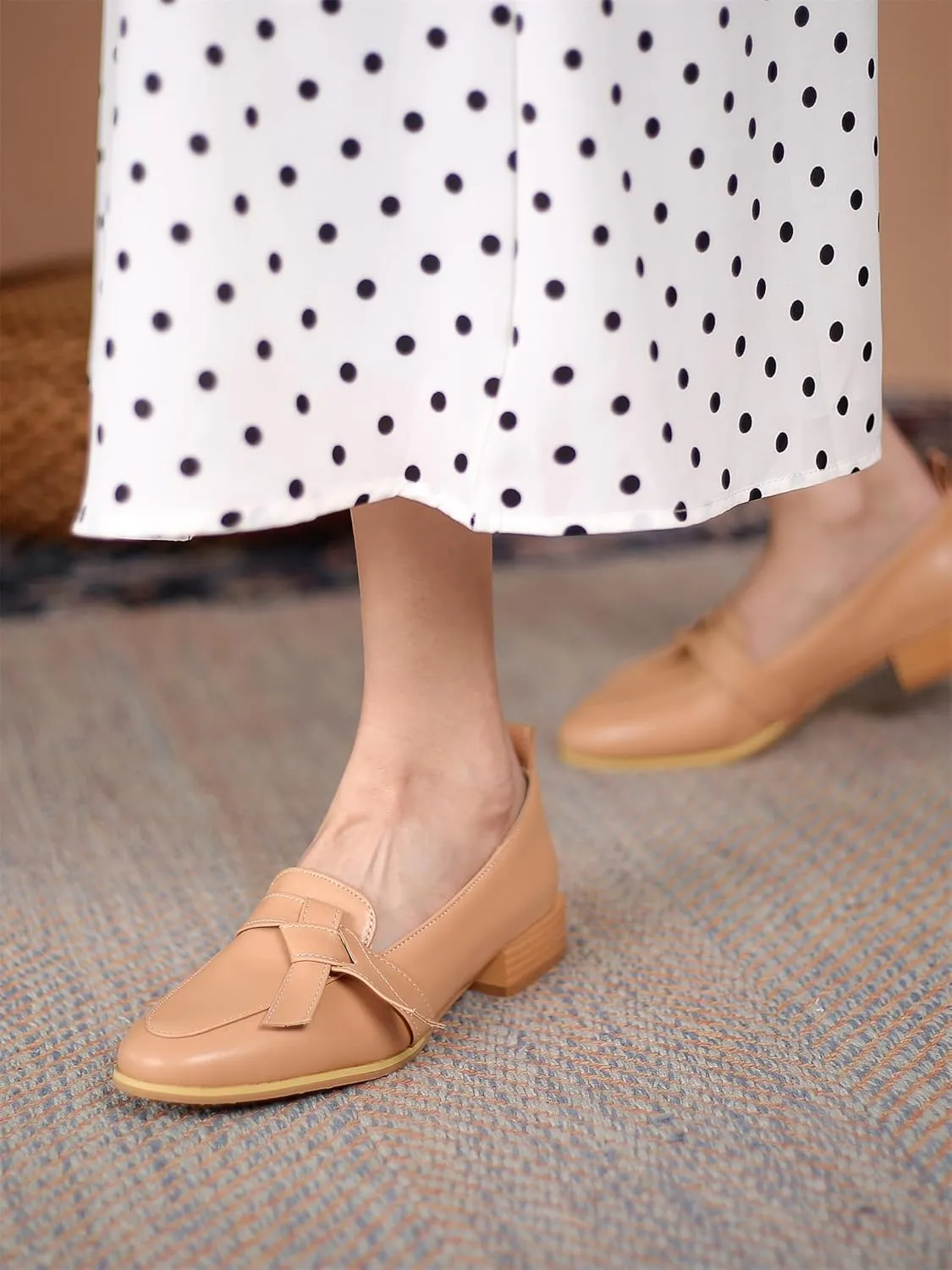 Women's Round Closed Toe Pump Loafers Pull-On Chunky Low Heel Classic Work Office Dress Casual Student Shoes Comfort Business Party Dating Holiday Going Out Everyday Shopping Pumps