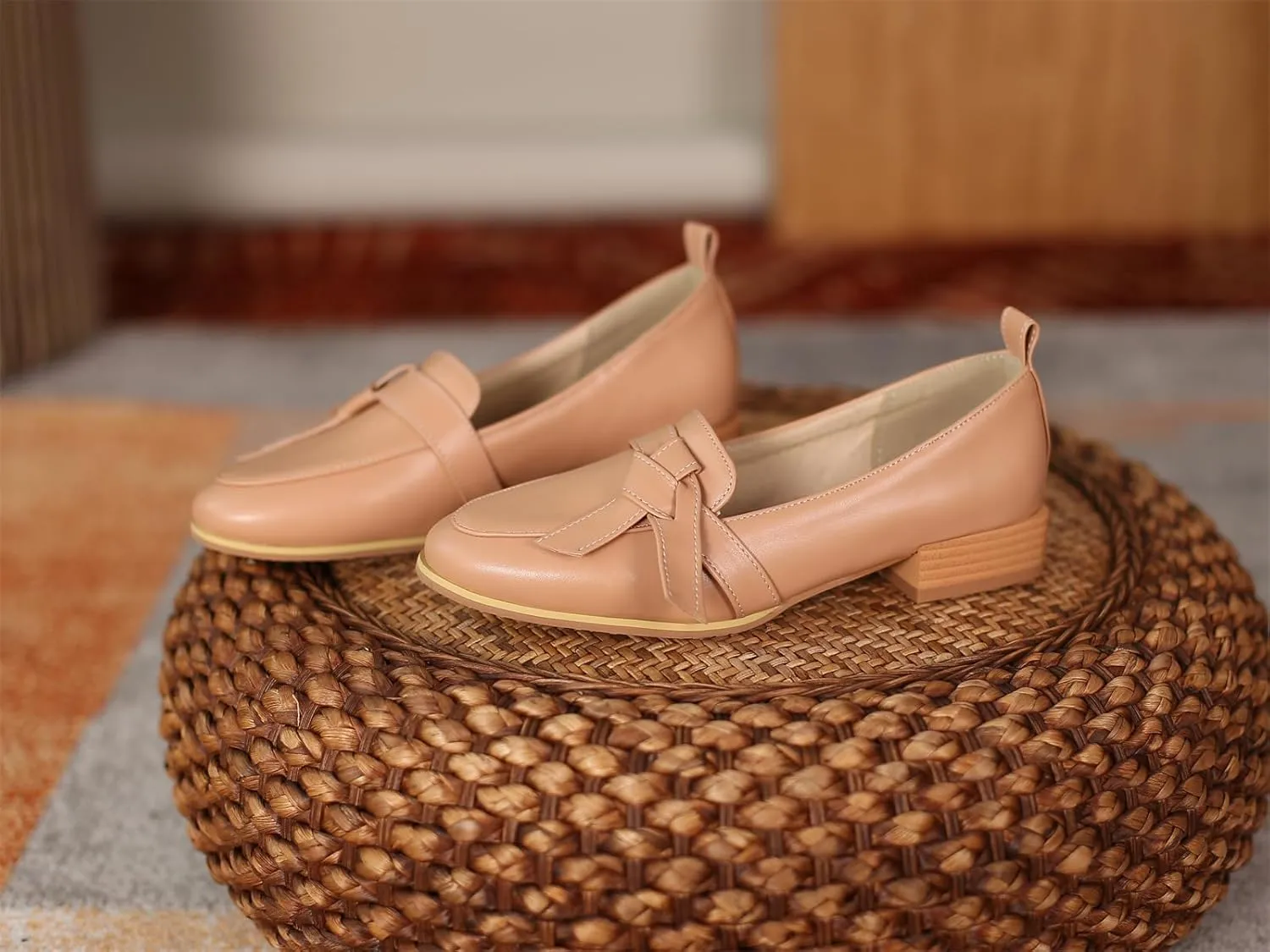 Women's Round Closed Toe Pump Loafers Pull-On Chunky Low Heel Classic Work Office Dress Casual Student Shoes Comfort Business Party Dating Holiday Going Out Everyday Shopping Pumps
