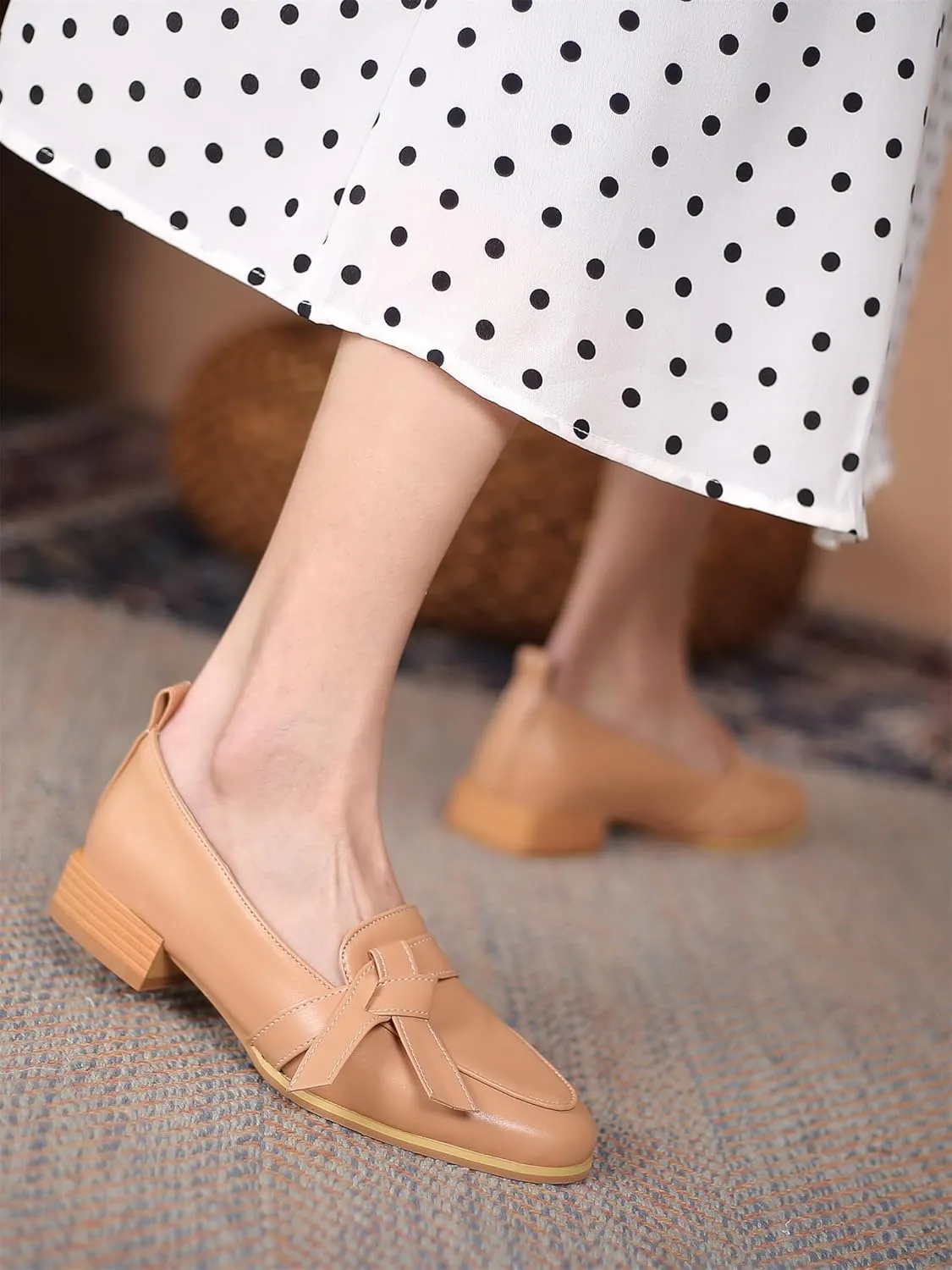 Women's Round Closed Toe Pump Loafers Pull-On Chunky Low Heel Classic Work Office Dress Casual Student Shoes Comfort Business Party Dating Holiday Going Out Everyday Shopping Pumps