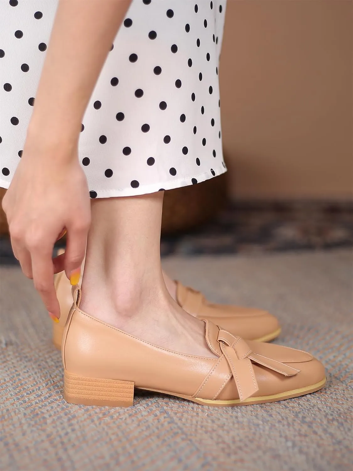 Women's Round Closed Toe Pump Loafers Pull-On Chunky Low Heel Classic Work Office Dress Casual Student Shoes Comfort Business Party Dating Holiday Going Out Everyday Shopping Pumps