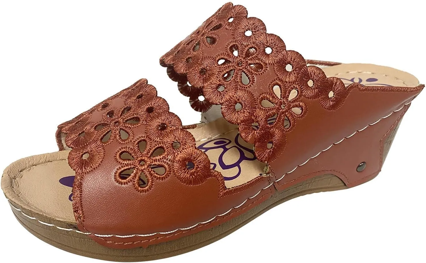 Women's Sandals Open Toe Hollow Out Wedge Casual Summer Slip-On Slippers Platform Dressy Low Heel Comfortable Shoes Slip on Walking Breathable Walking 2025 Fashion Wedges On Beach Travel