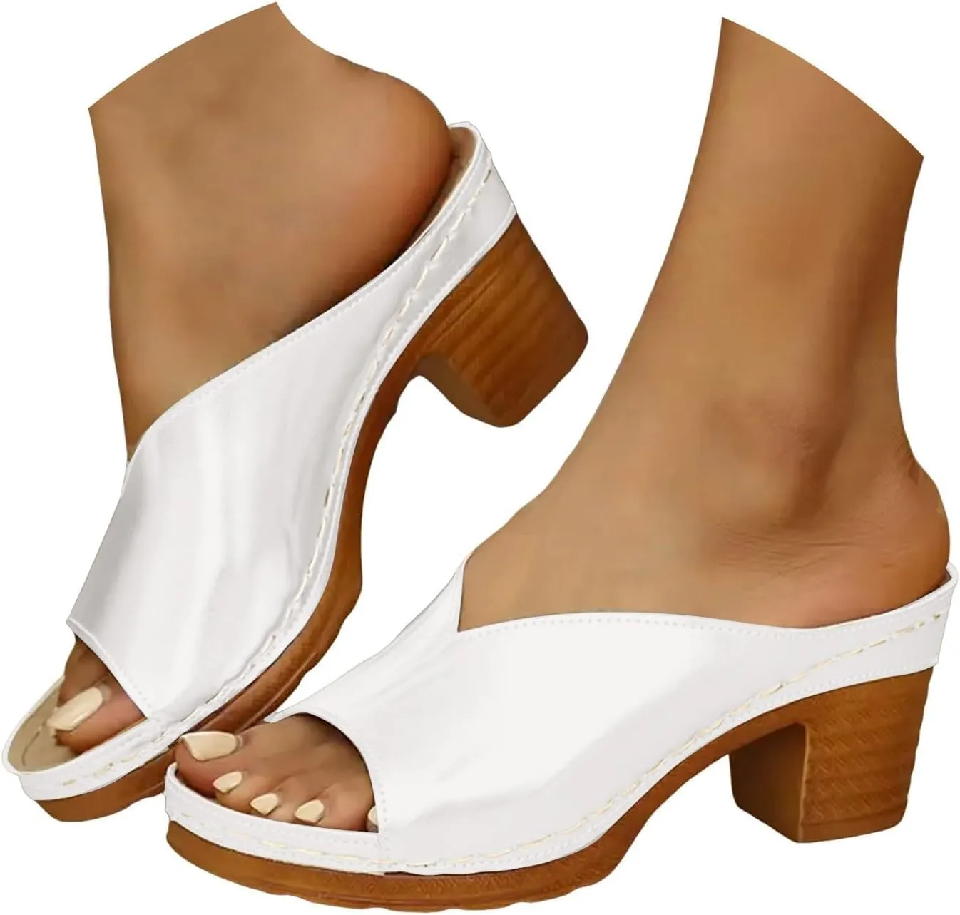 Womens Sandals Platform Chunky Heels Sandals 2025 Summer Block Open Toe for Women Dress Party Wedding Shoes Classic Casual Slip on Dressy Shoes 2025
