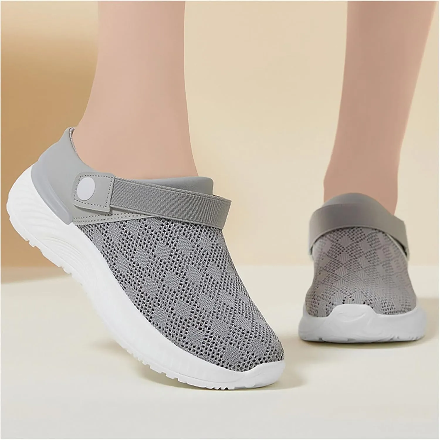 Women's Shoes mesh Breathable Soft Sole Mules Fashion Knitted Slip on Lightweight Walking Shoes