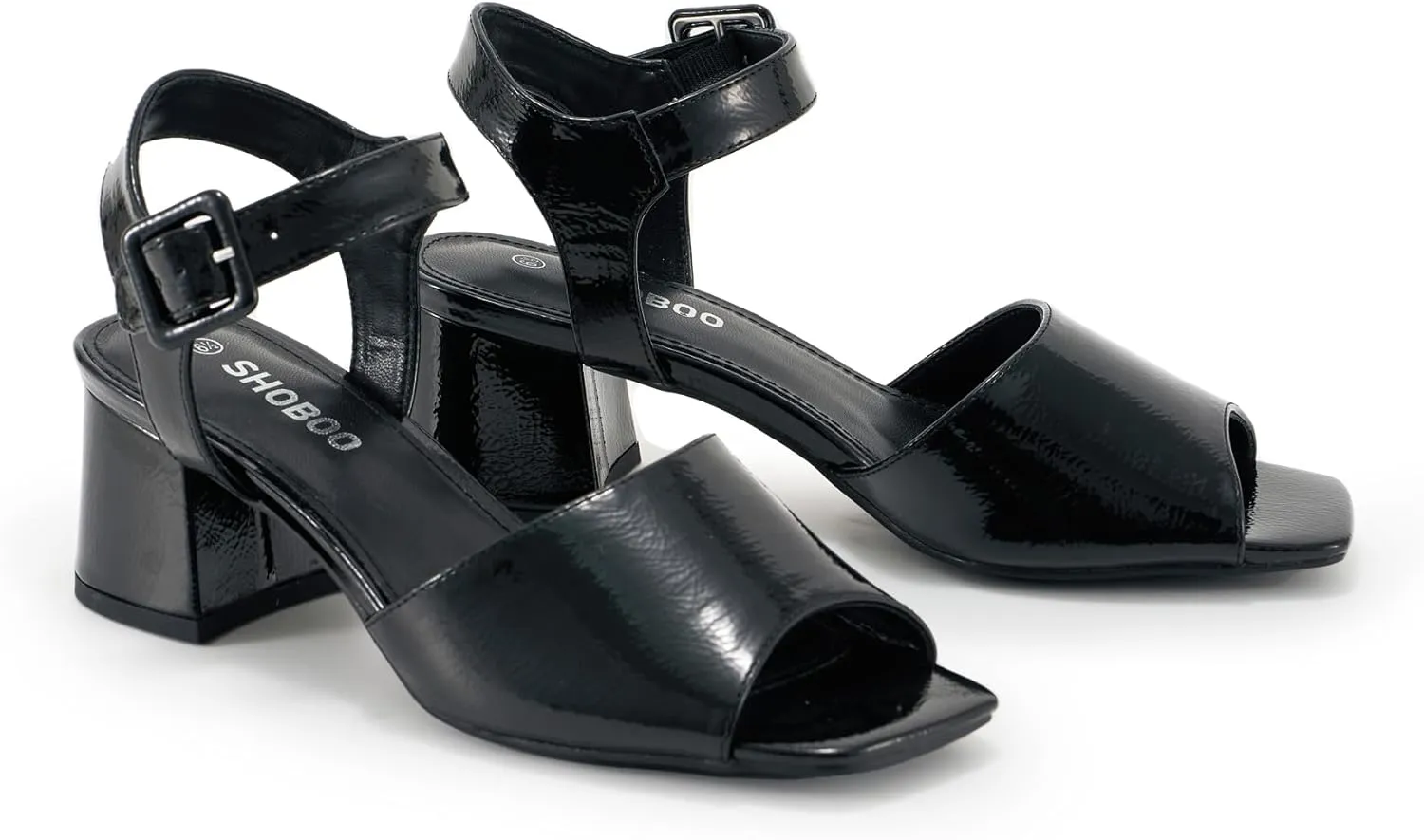 Women's Short Chunky Block Heels Strappy Heel Sandals with Square Toe Casual Dress Shoes