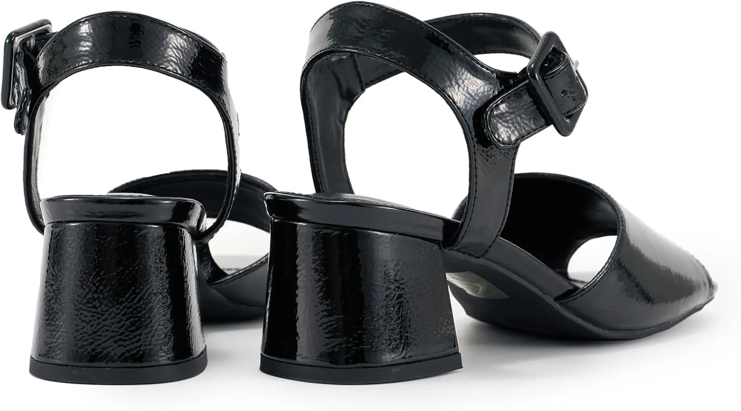 Women's Short Chunky Block Heels Strappy Heel Sandals with Square Toe Casual Dress Shoes