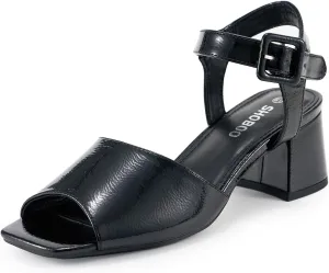 Women's Short Chunky Block Heels Strappy Heel Sandals with Square Toe Casual Dress Shoes