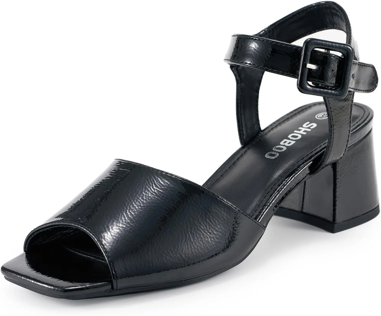 Women's Short Chunky Block Heels Strappy Heel Sandals with Square Toe Casual Dress Shoes
