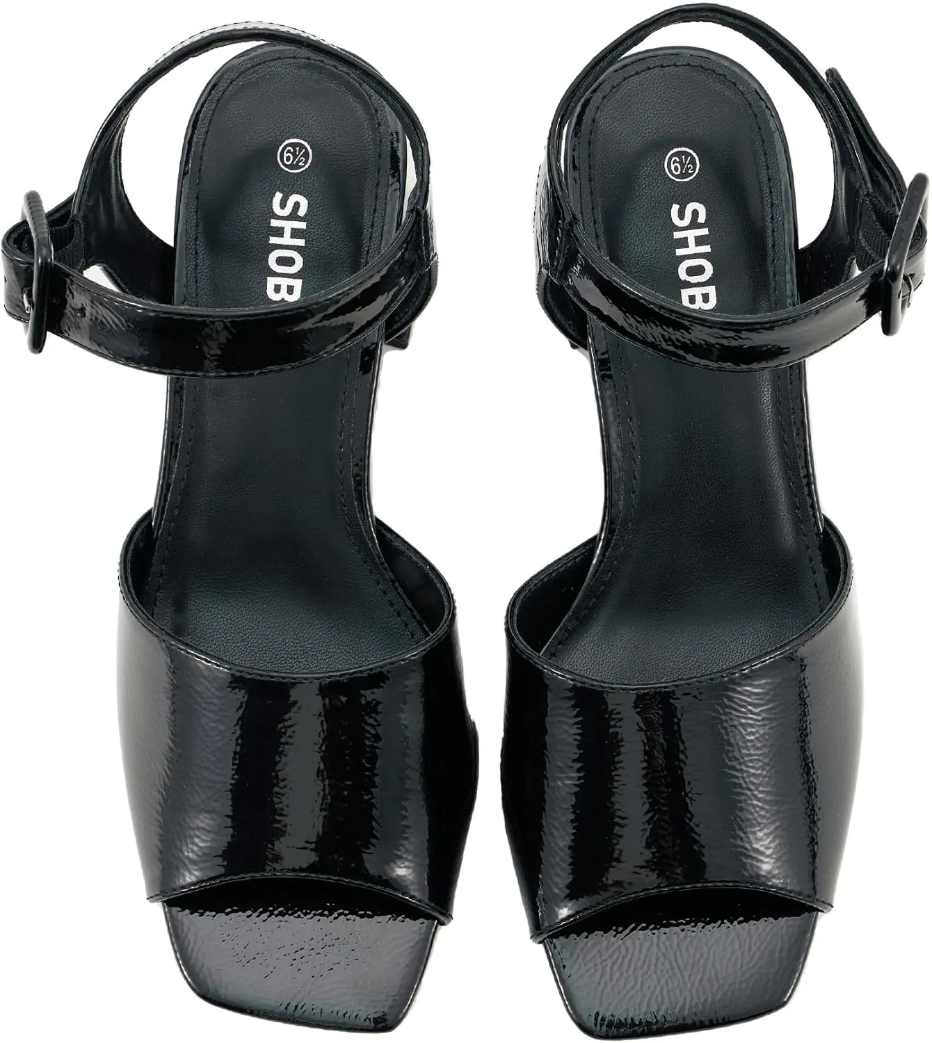 Women's Short Chunky Block Heels Strappy Heel Sandals with Square Toe Casual Dress Shoes