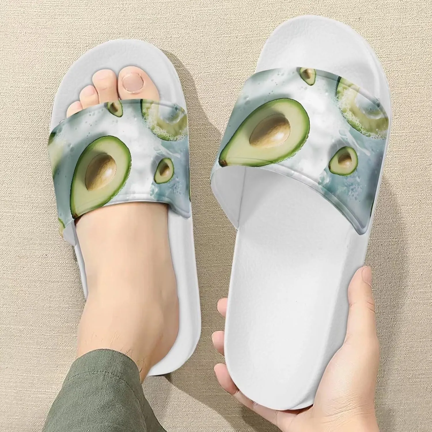 Women's Shower Shoes Fashion Non-Slip Bathroom Bedroom Sandals Slip On House Slides Lightweight Indoor Outdoor Sandals SizeUS 6-13.5